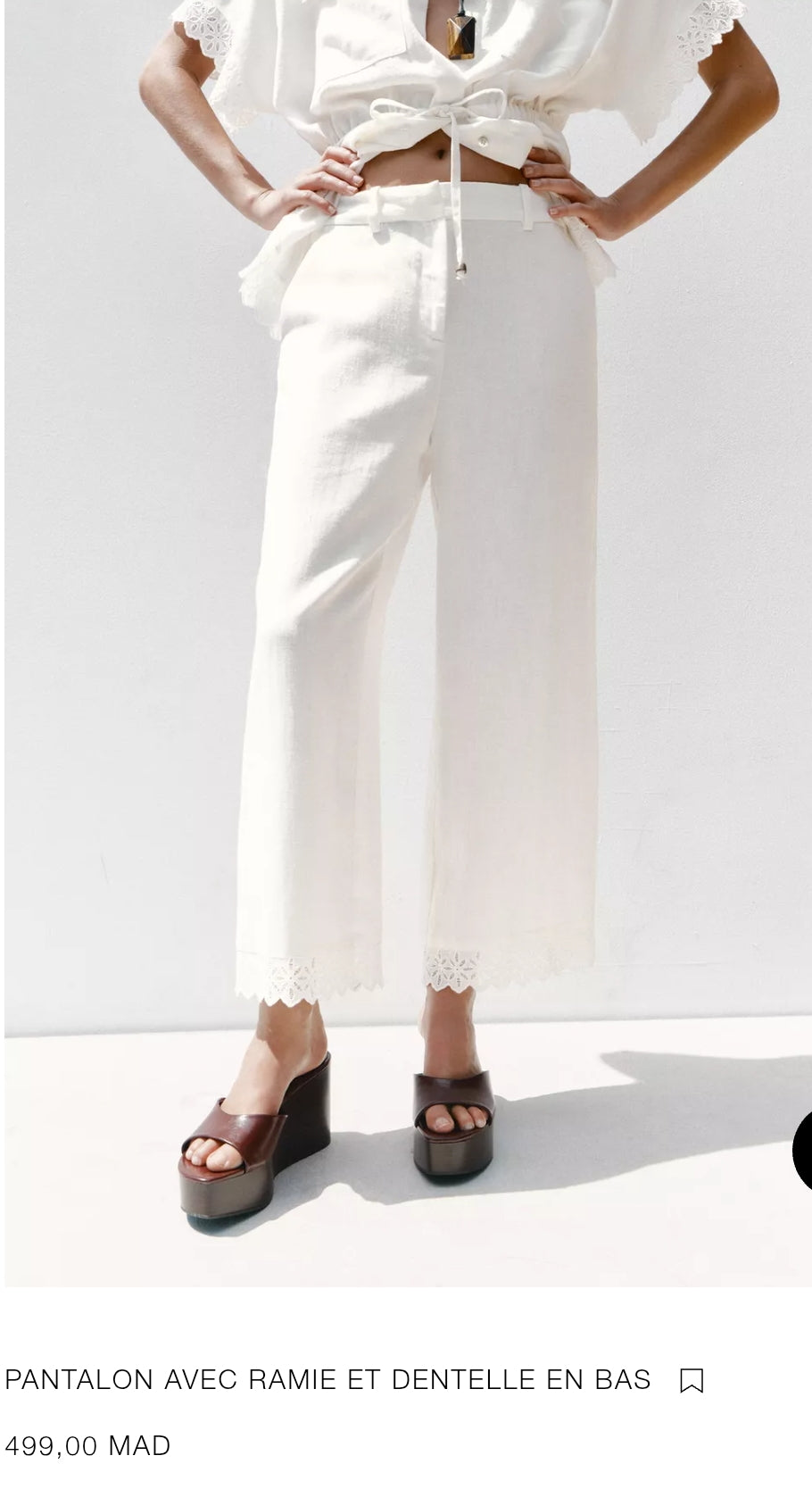 PANTALON AVEC RAMIE ET DENTELLE EN BAS