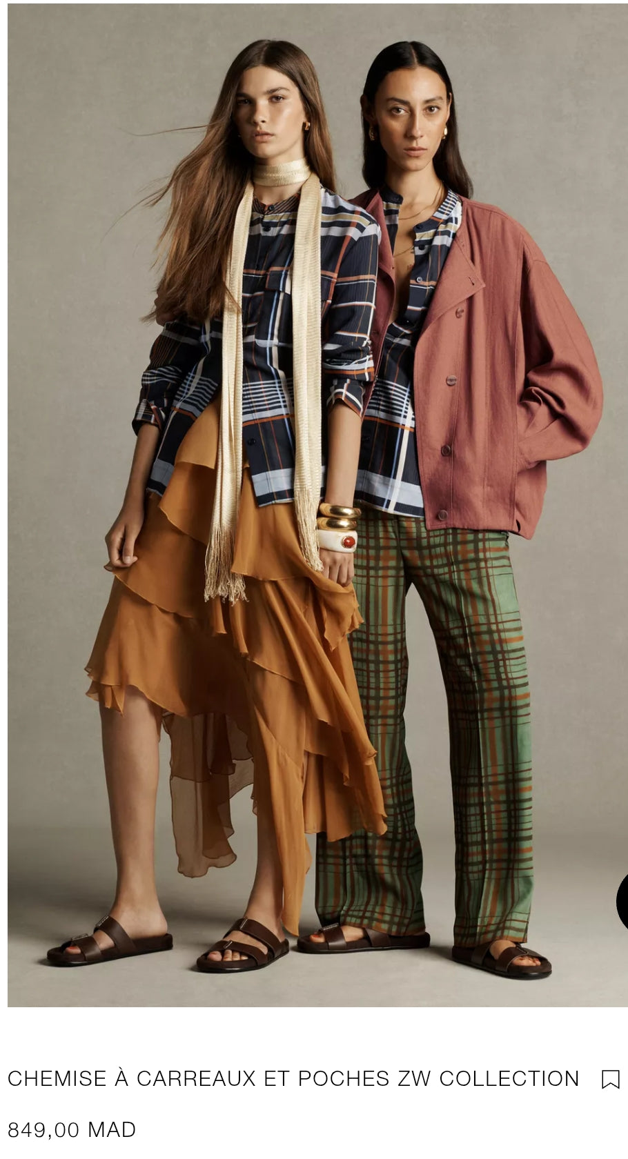 PANTALON À CARREAUX AVEC LIN ZW COLLECTION