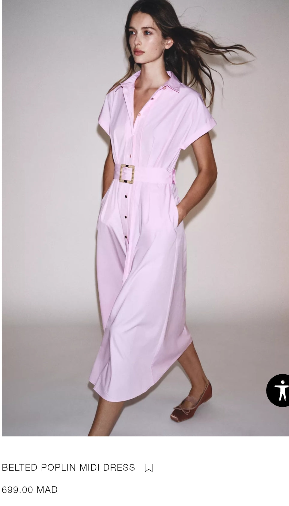 ROBE MIDI EN POPELINE AVEC CEINTURE