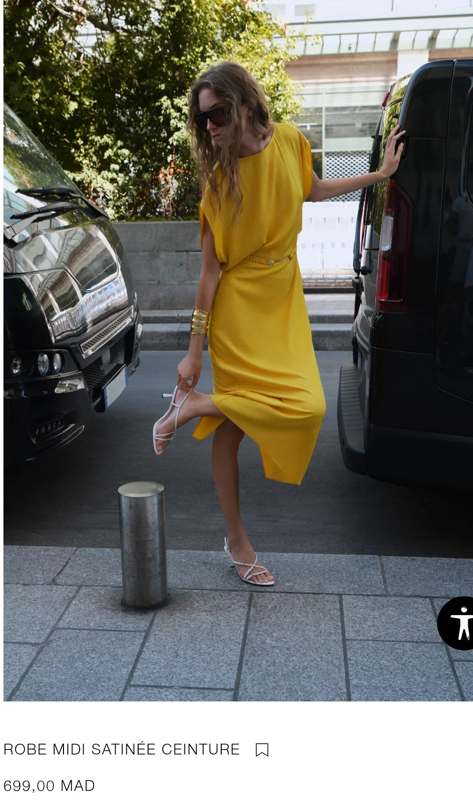 ROBE MIDI SATINÉE CEINTURE