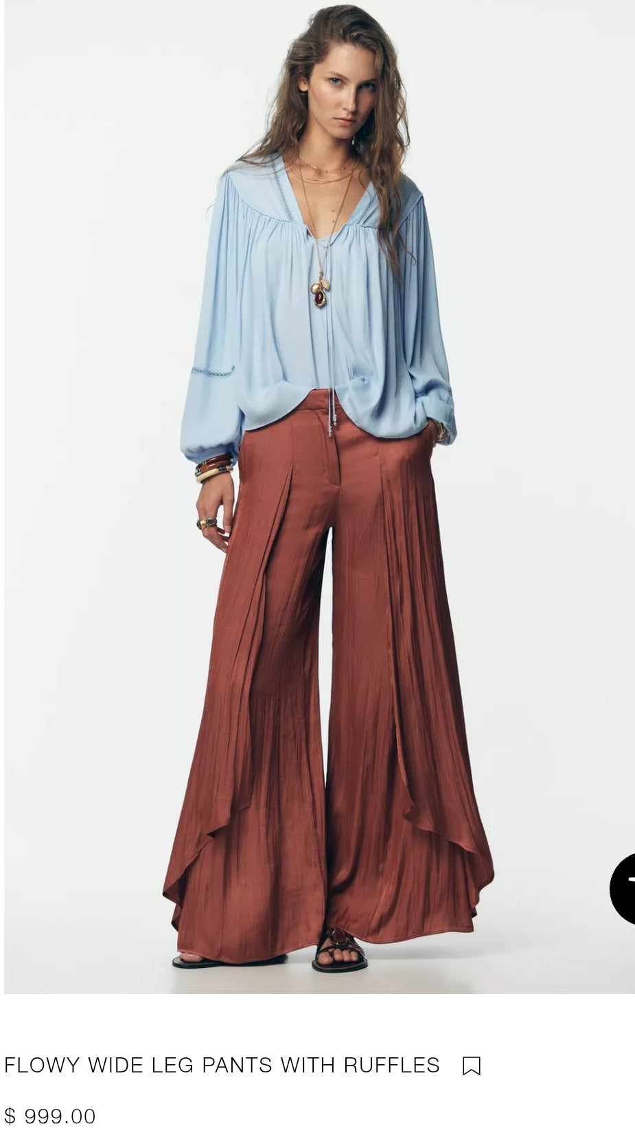PANTALON LARGE FLUIDE VOLANTS