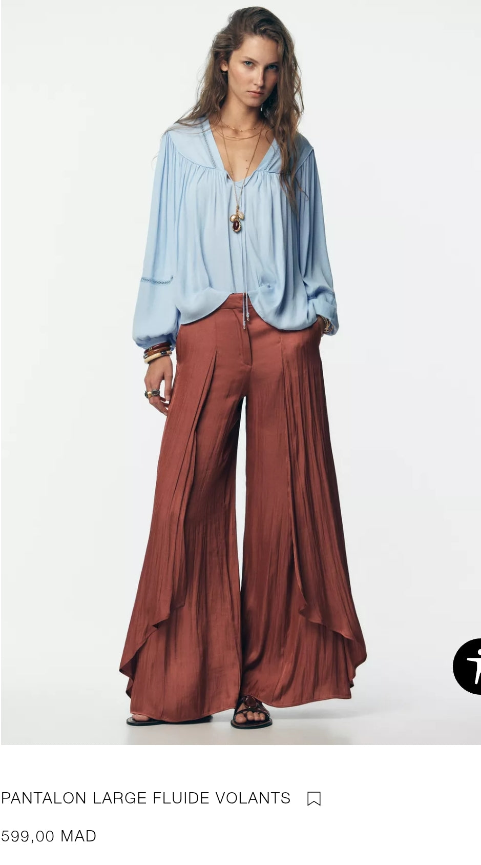 PANTALON LARGE FLUIDE VOLANTS