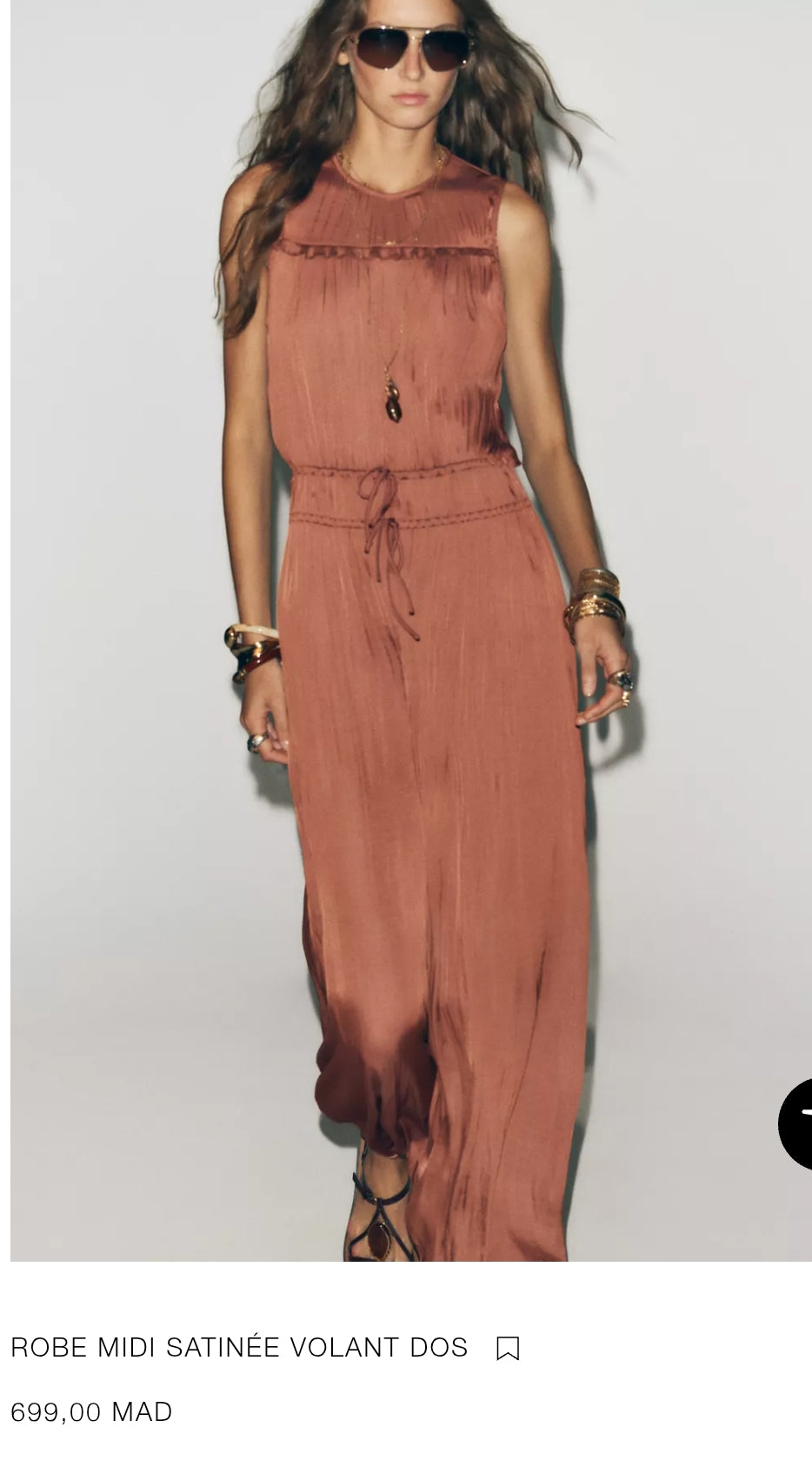 ROBE MIDI SATINÉE VOLANT DOS