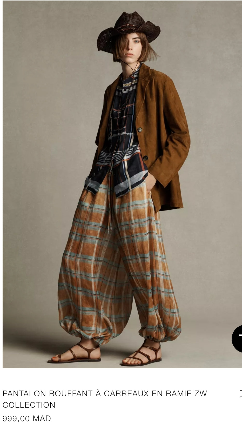 PANTALON BOUFFANT À CARREAUX EN RAMIE ZW COLLECTION
