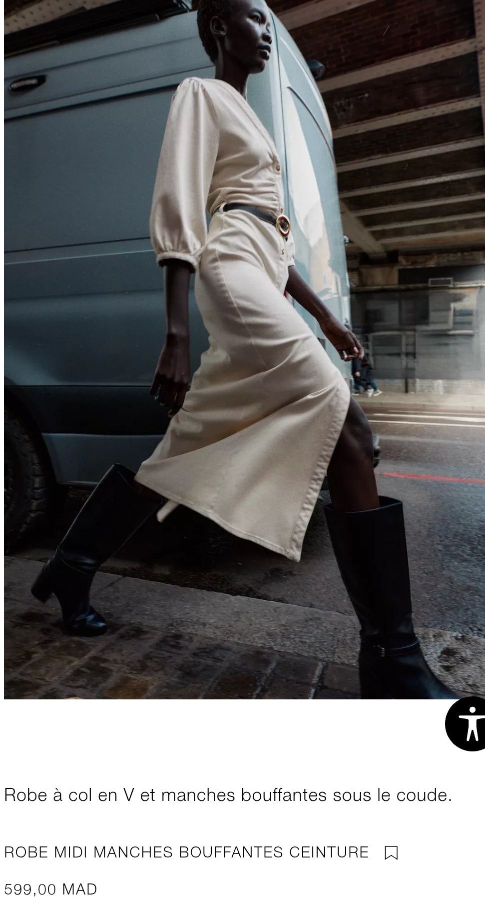 ROBE MIDI MANCHES BOUFFANTES CEINTURE