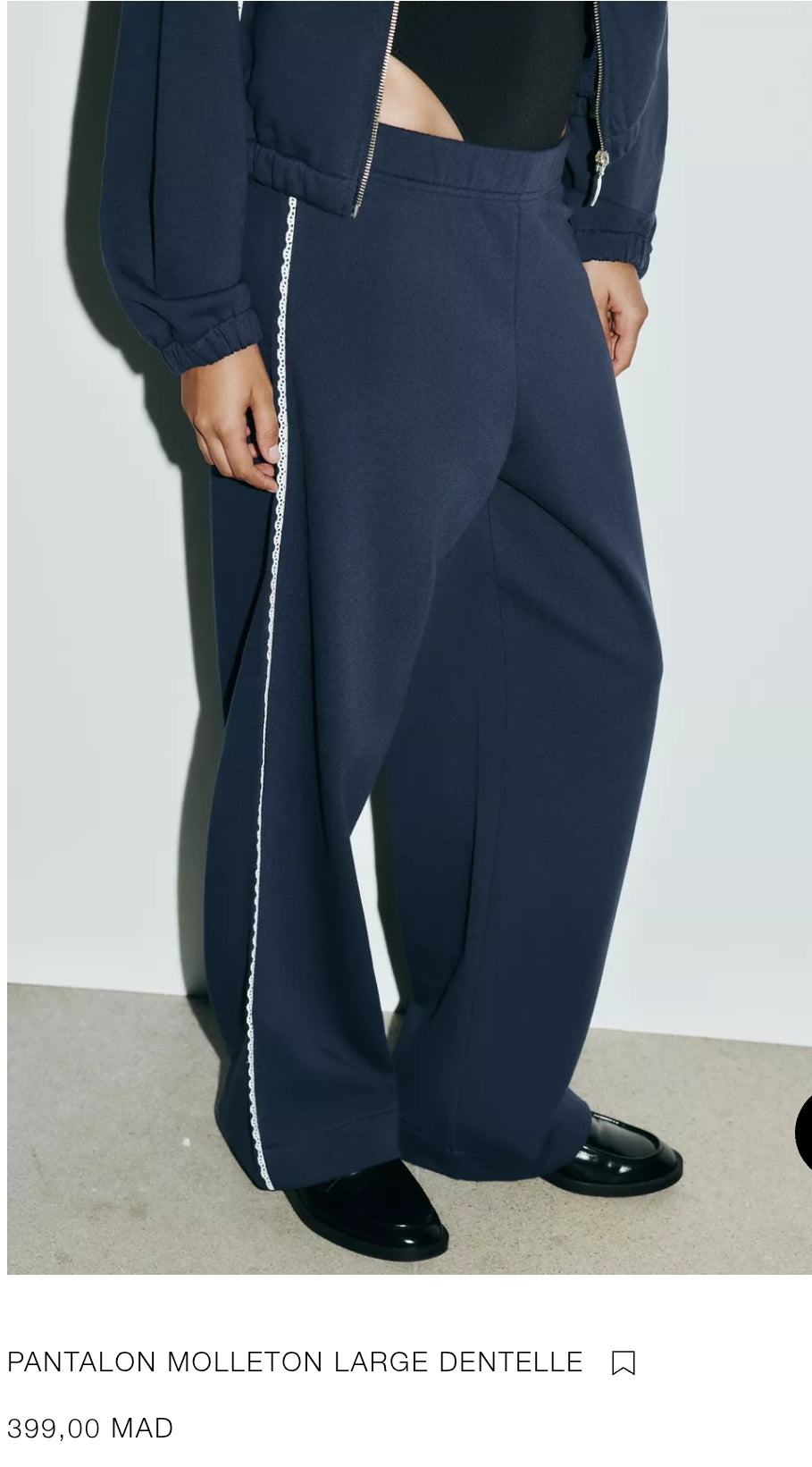 ENSEMBLE SWEAT VOLUME DENTELLE | PANTALON MOLLETON LARGE DENTELLE