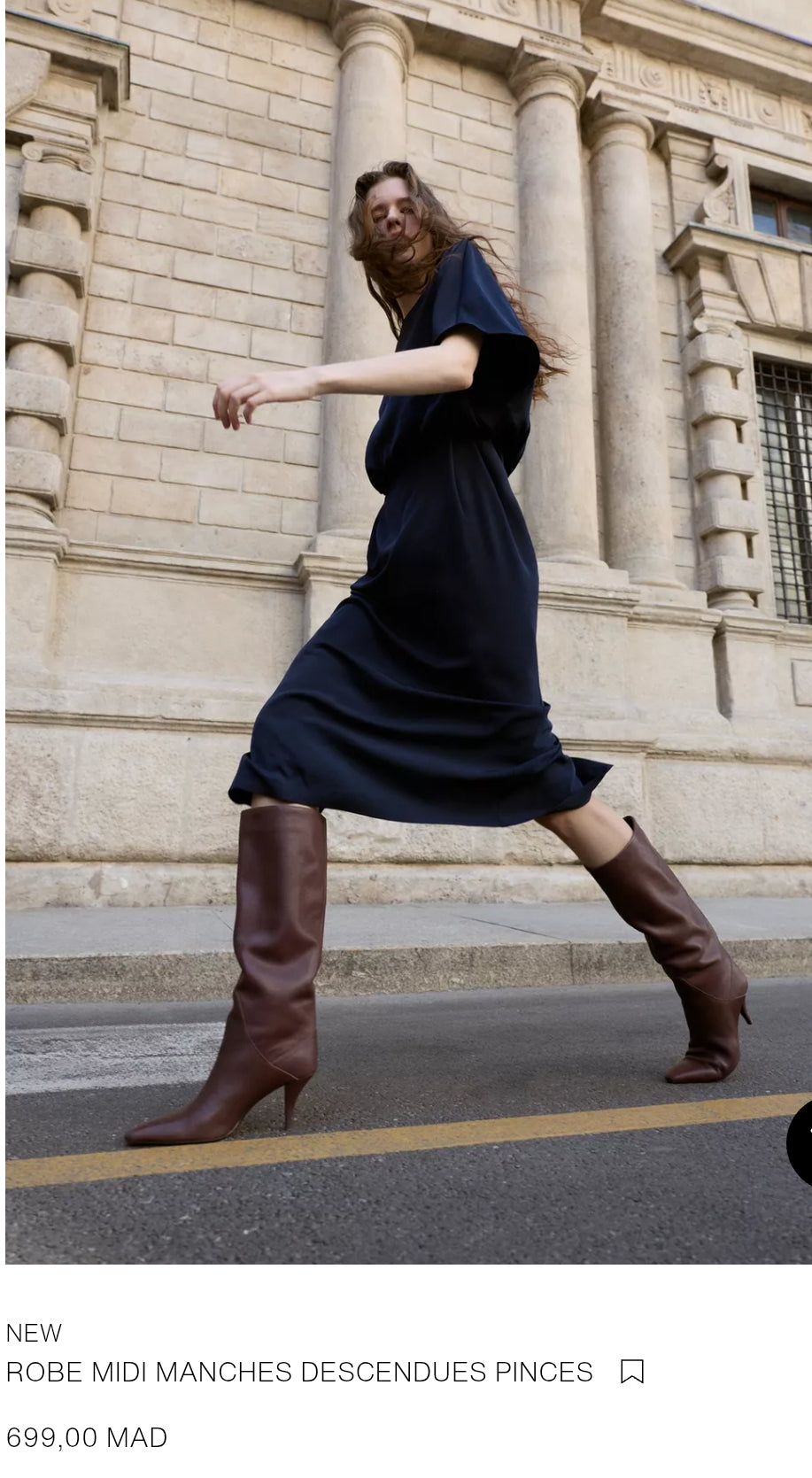 ROBE MIDI MANCHES DESCENDUES PINCES