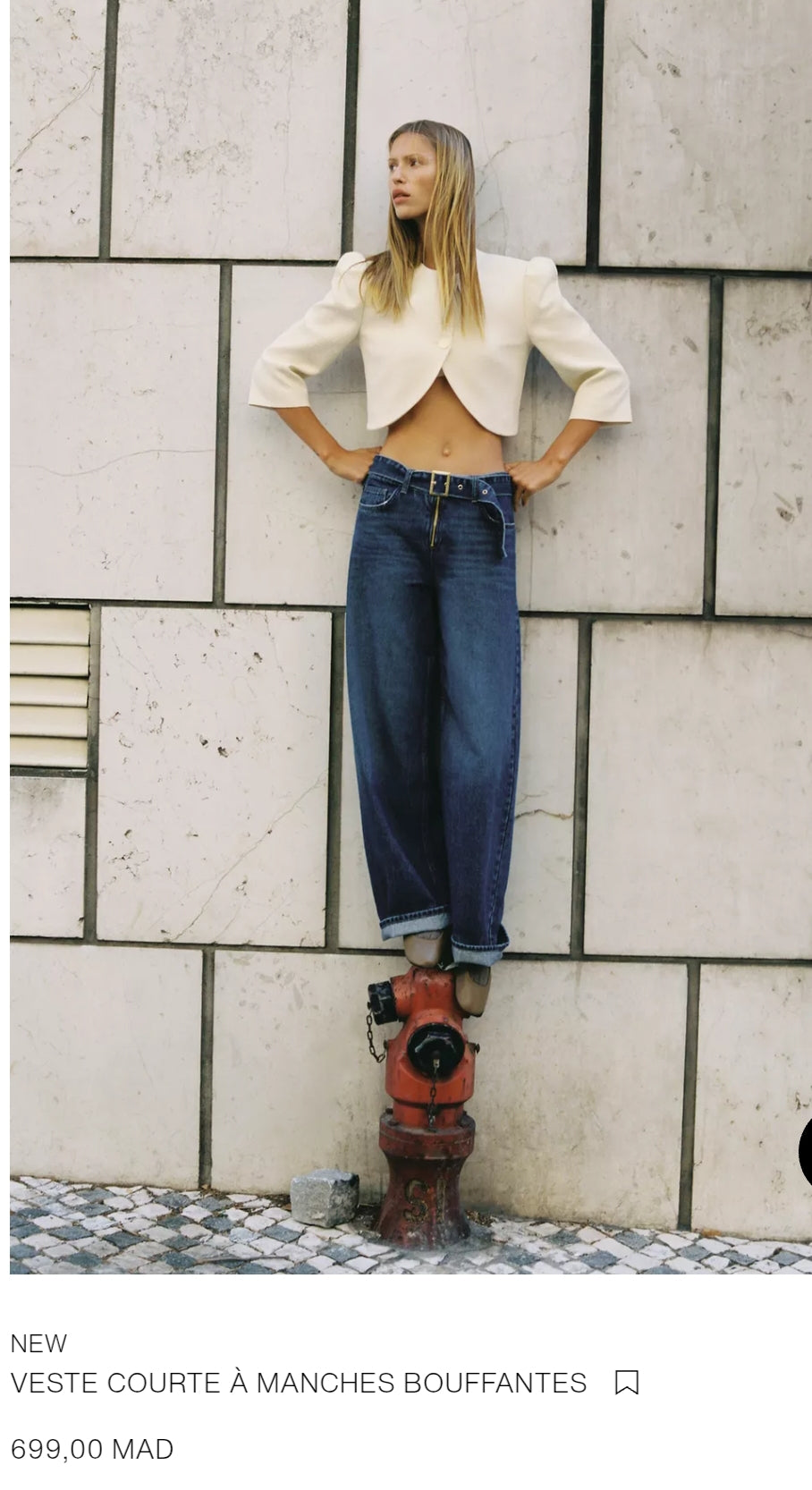 VESTE COURTE À MANCHES BOUFFANTES