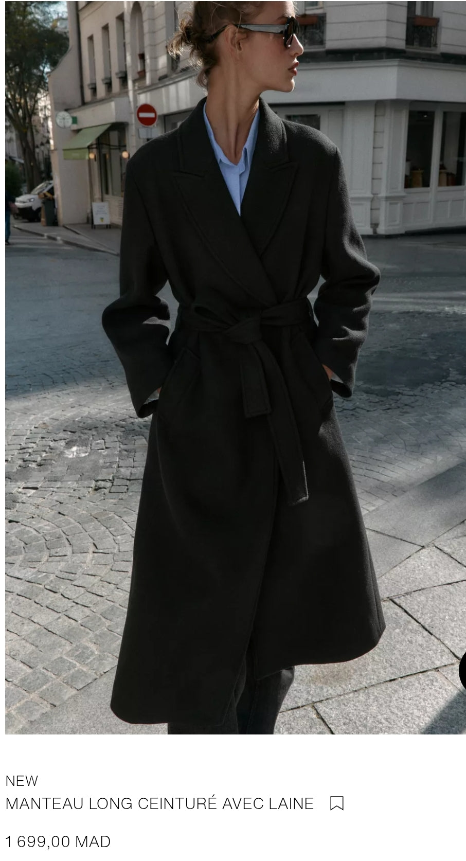 MANTEAU LONG CEINTURÉ AVEC LAINE