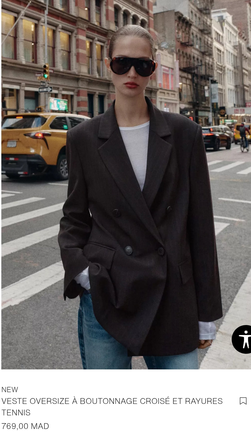 VESTE OVERSIZE À BOUTONNAGE CROISÉ ET RAYURES