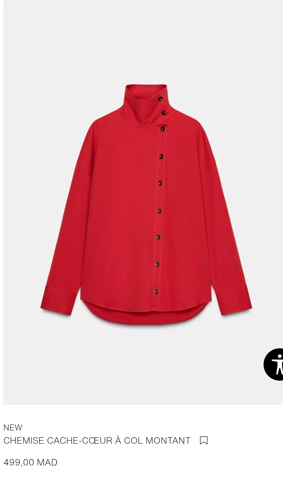 CHEMISE CACHE-CŒUR À COL MONTANT