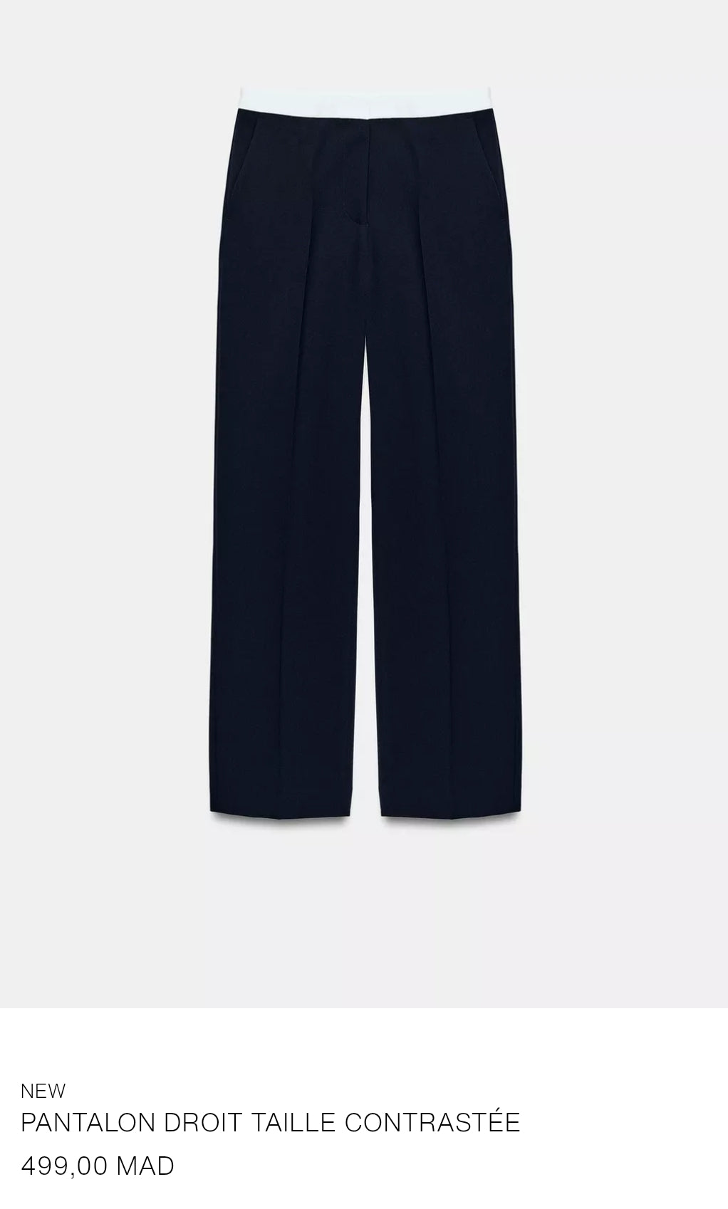 PANTALON DROIT TAILLE CONTRASTÉE