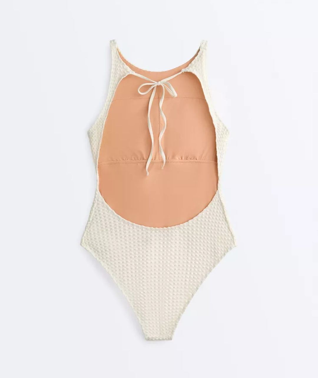 BUBBLE-TEXTURE CROCHET HALTER SWIMSUIT