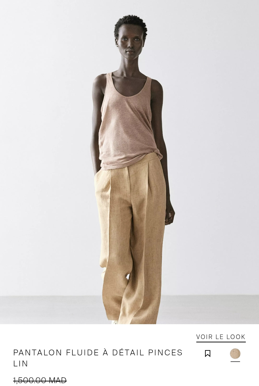 PANTALON FLUIDE À DÉTAIL PINCES LIN