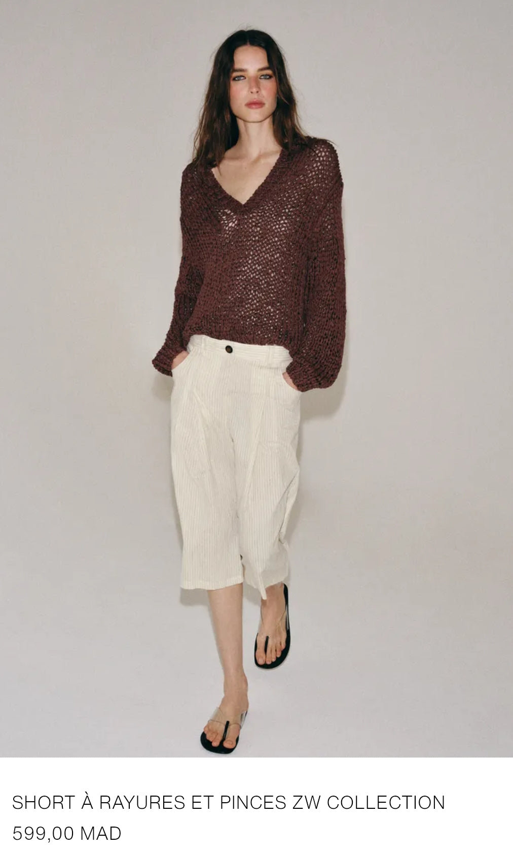 SHORT À RAYURES ET PINCES ZW COLLECTION
