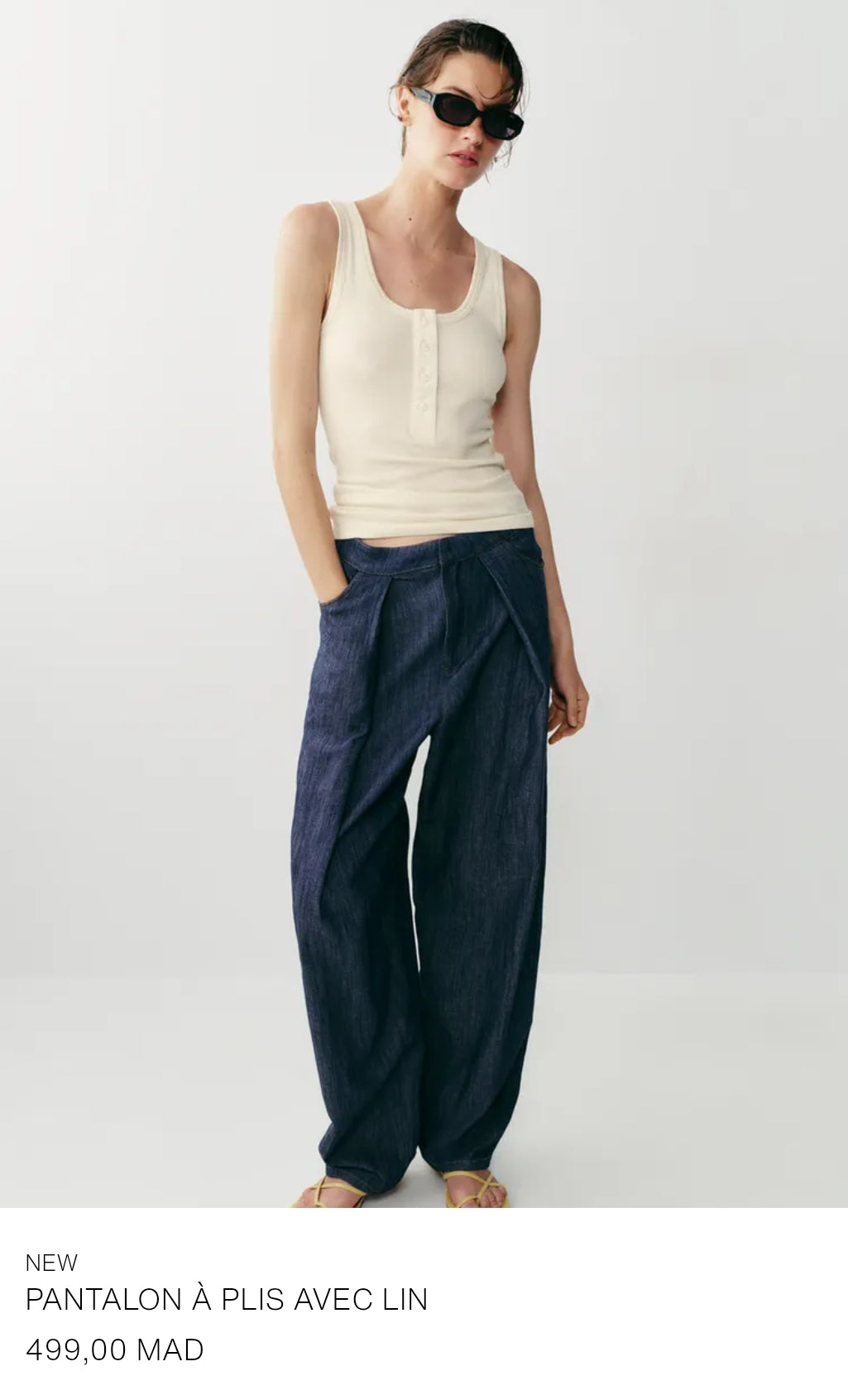 PANTALON À PLIS AVEC LIN