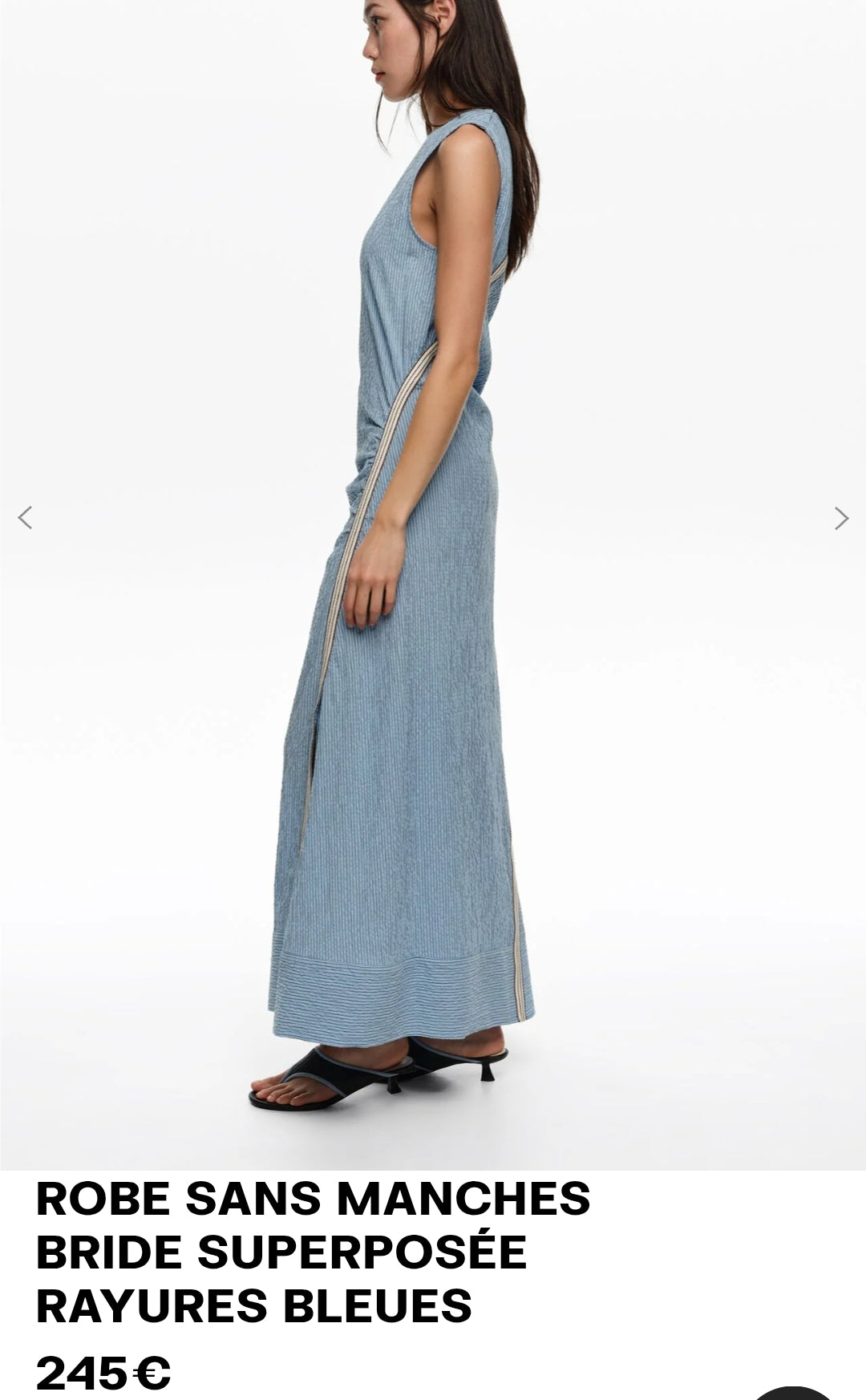 ROBE SANS MANCHES BRIDE SUPERPOSÉE RAYURES BLEUES