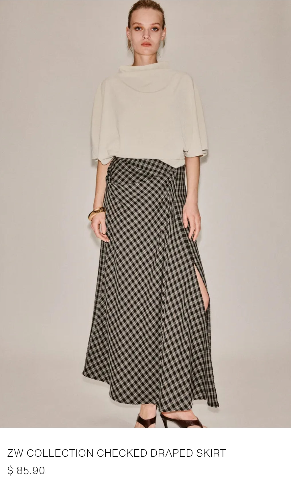 ZW COLLECTION CHECKED DRAPED SKIRT