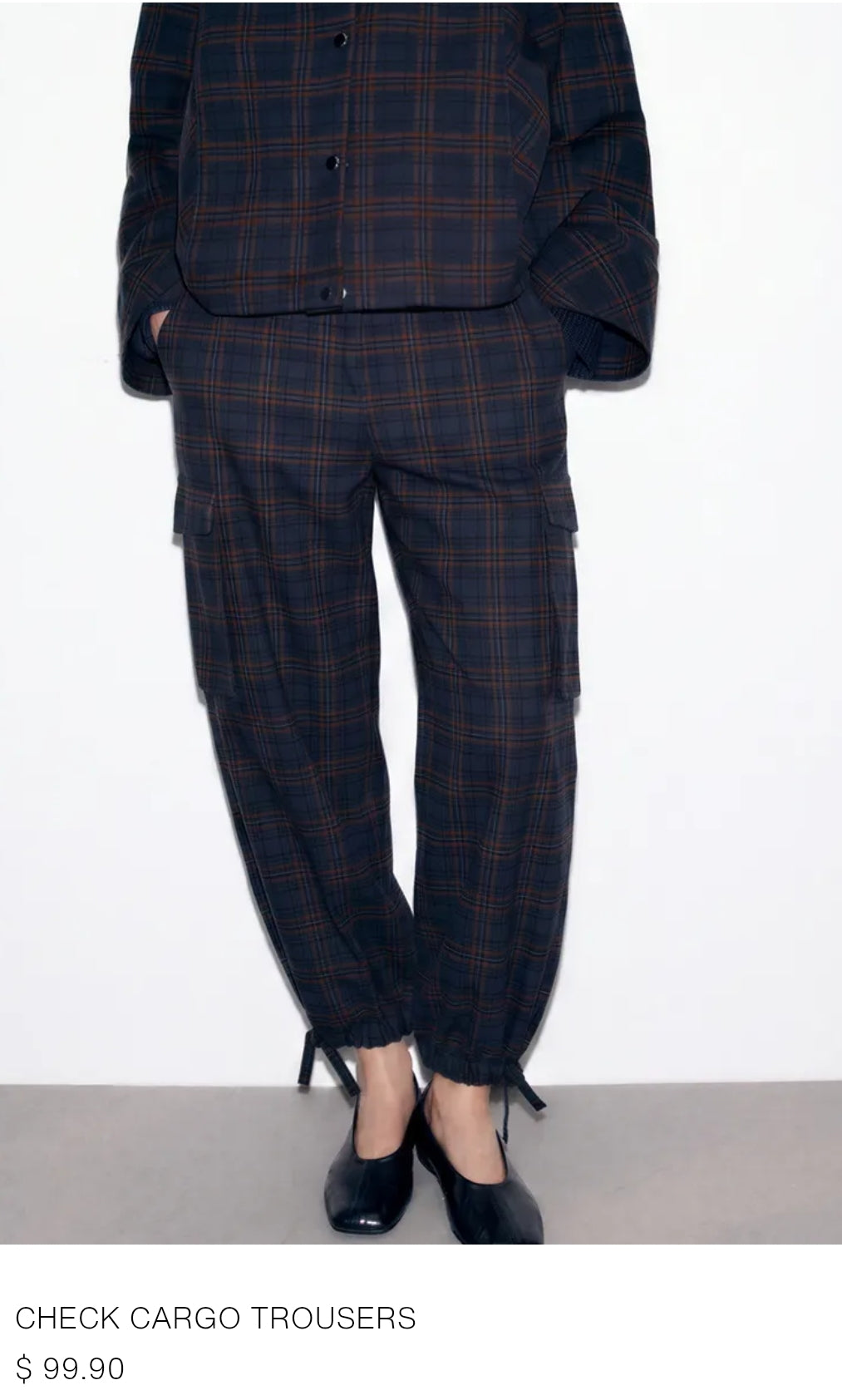 CHECK CARGO TROUSERS