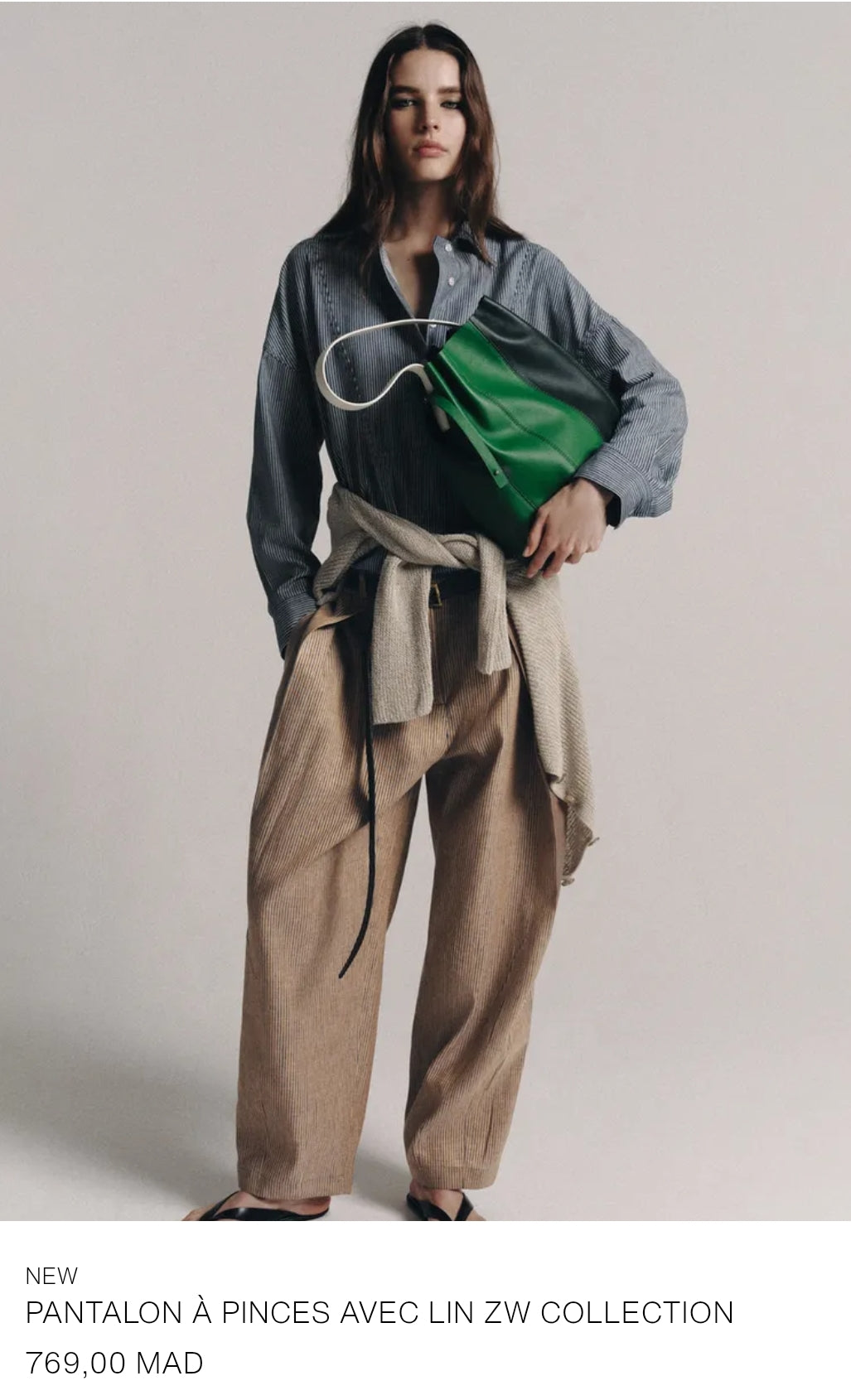 PANTALON À PINCES AVEC LIN ZW COLLECTION