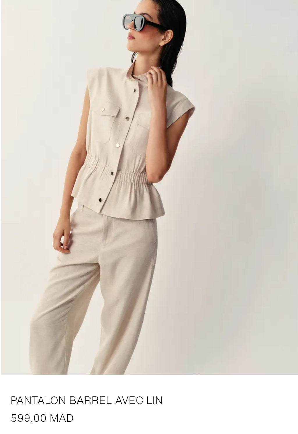 PANTALON BARREL AVEC LIN