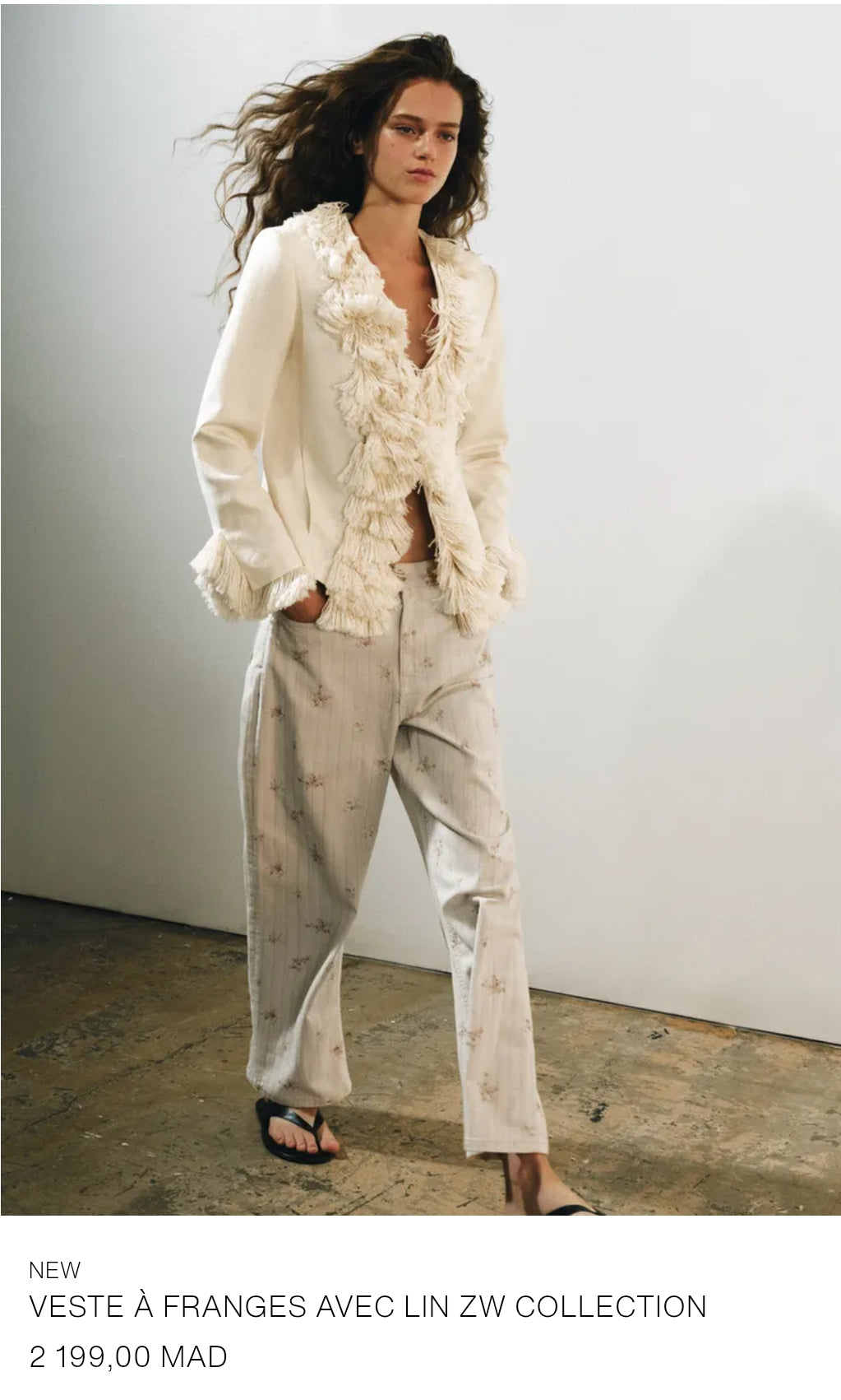 VESTE À FRANGES AVEC LIN ZW COLLECTION