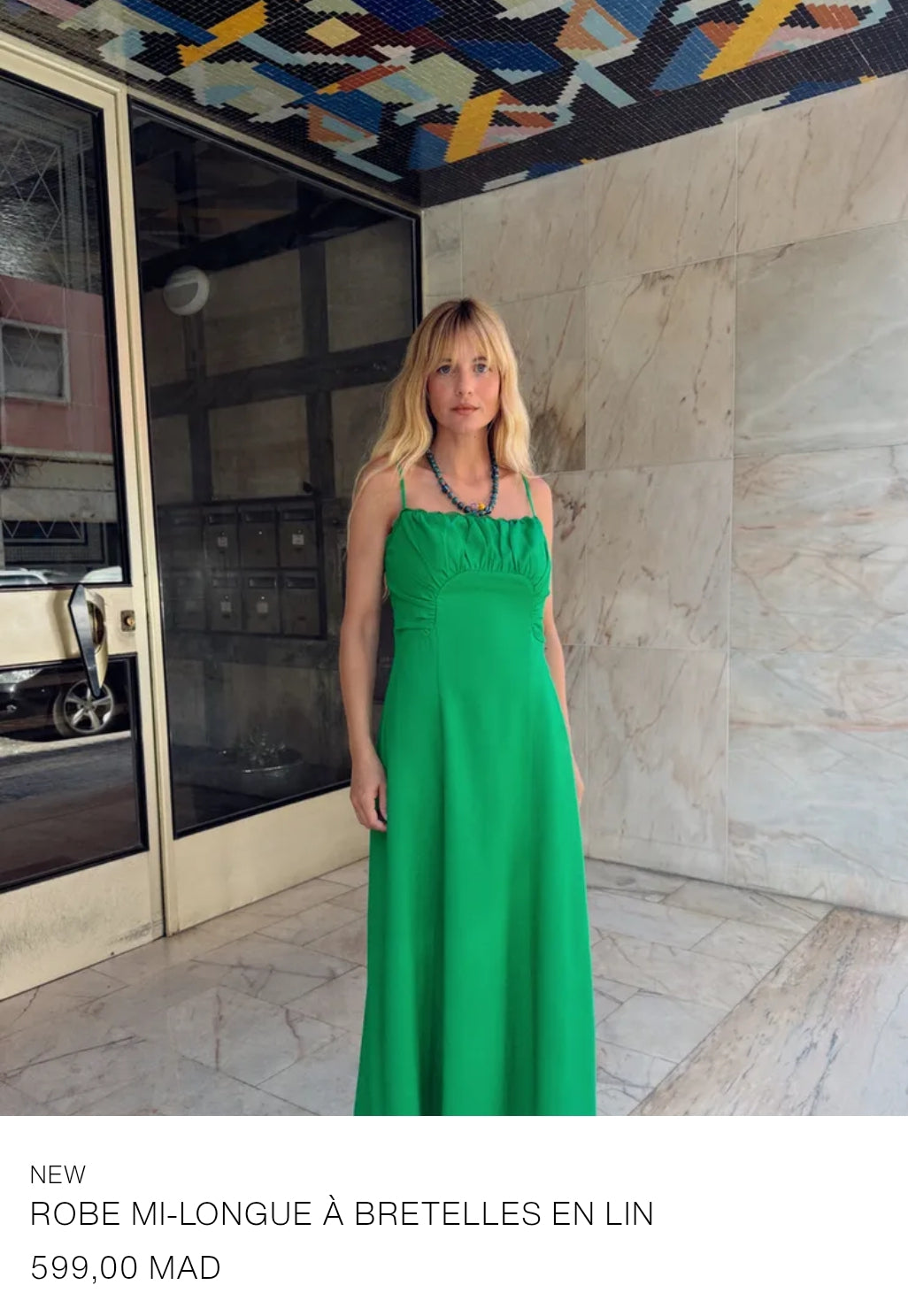 ROBE MI-LONGUE À BRETELLES EN LIN