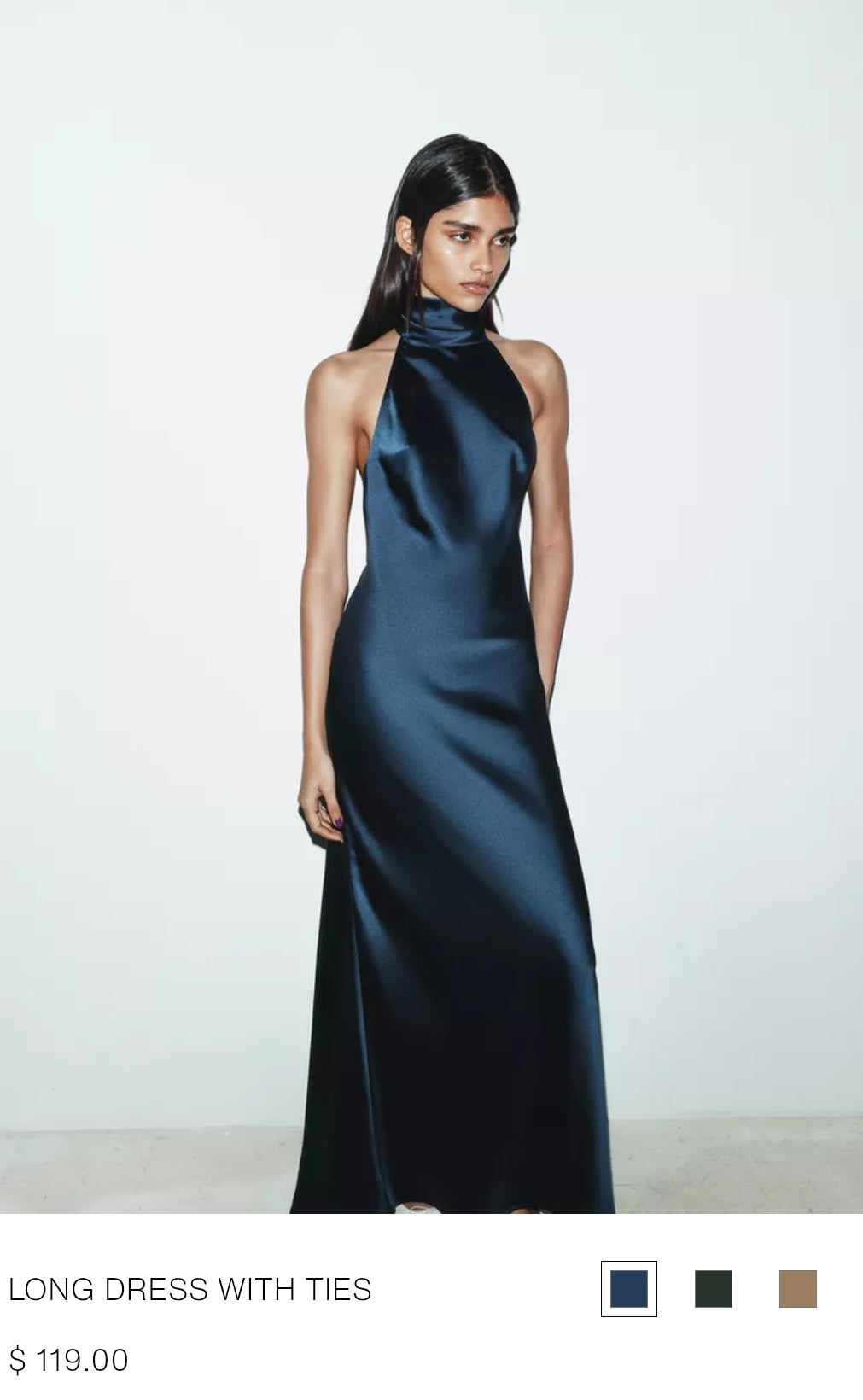 ROBE SATINÉE À COL HALTER