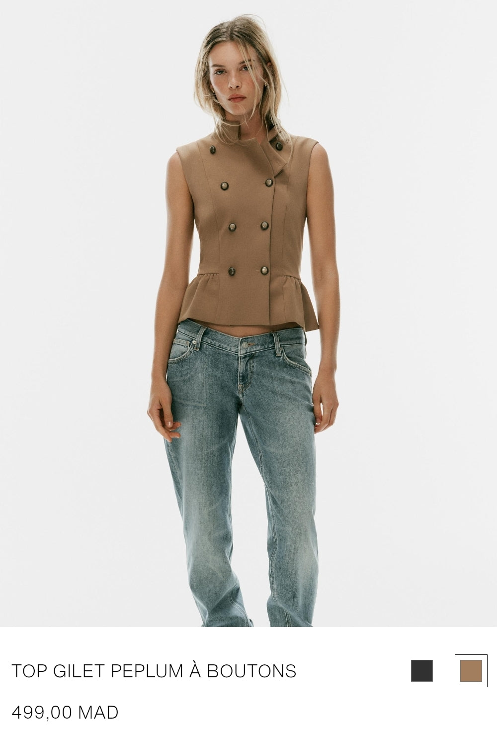 TOP GILET PEPLUM À BOUTONS