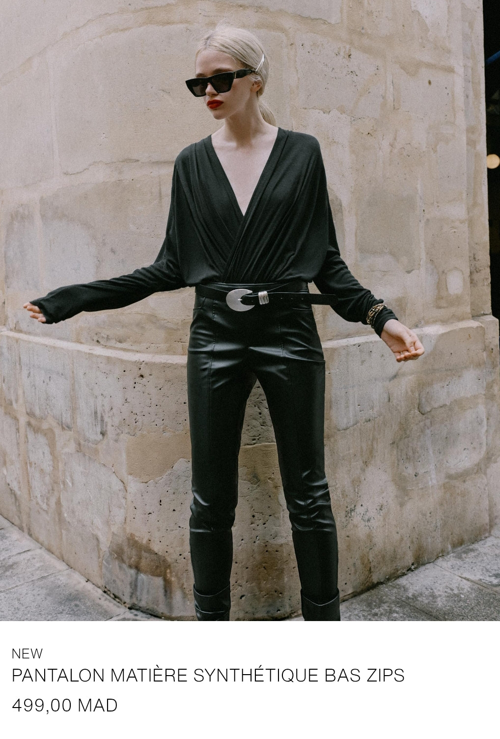 PANTALON MATIÈRE SYNTHÉTIQUE BAS ZIPS