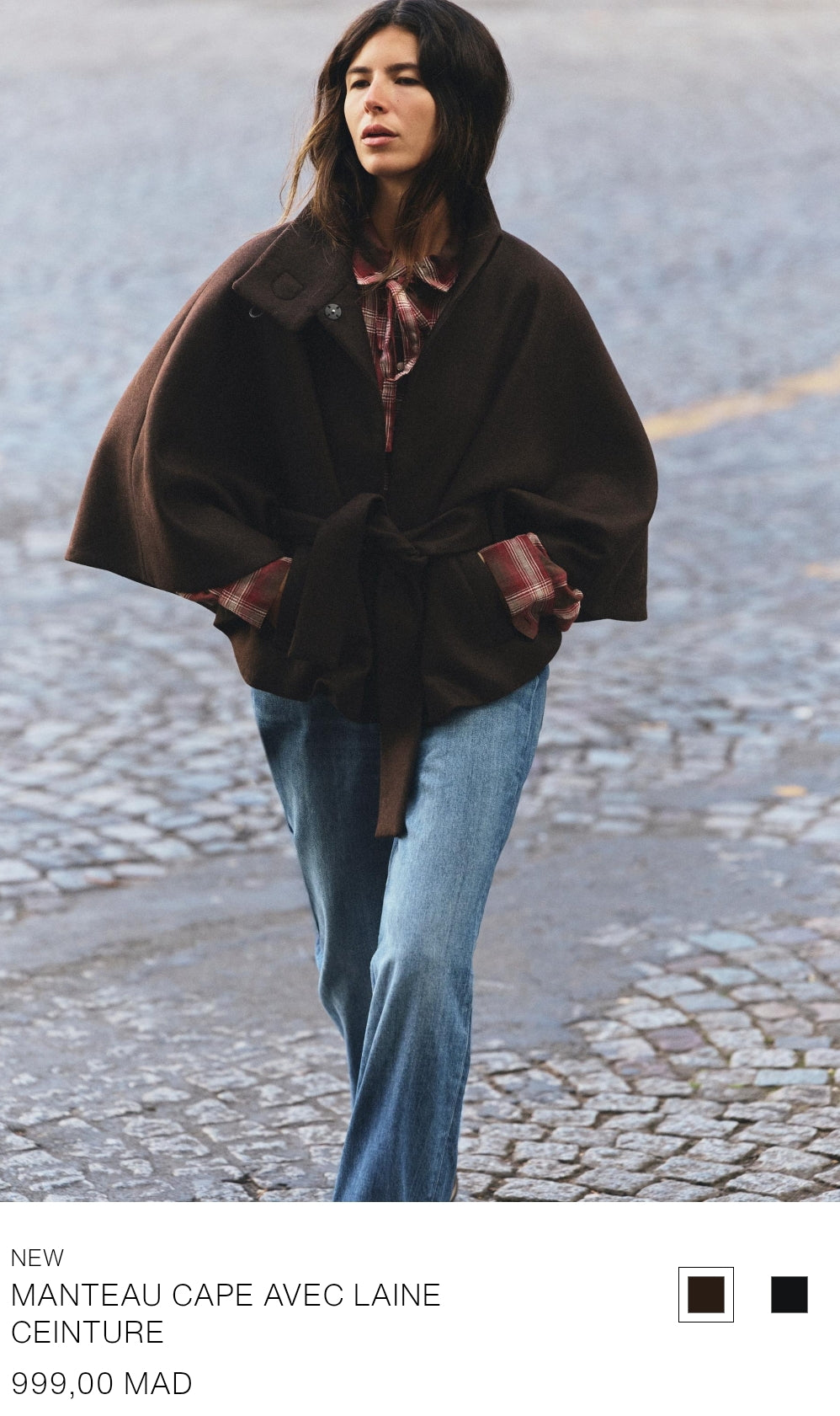 MANTEAU CAPE AVEC LAINE CEINTURE