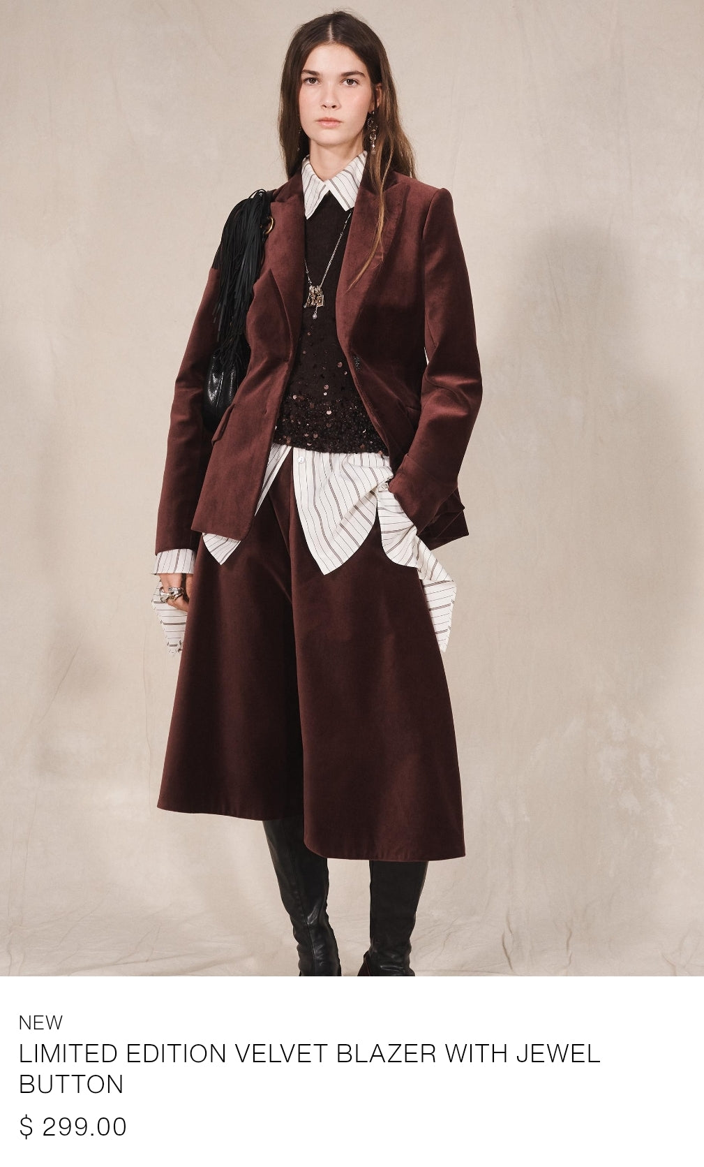 LIMITED EDITION VELVET BLAZER WITH JEWEL BUTTON