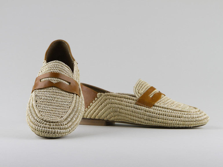 RÊVE D'UN JOUR MOCASSINS EN CUIR RAPHIA 🐪🐪🐫