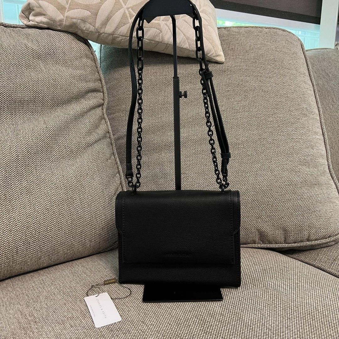 CHARLES & KHEITH Front Flap Chain Handle- Ultra-Matte Black