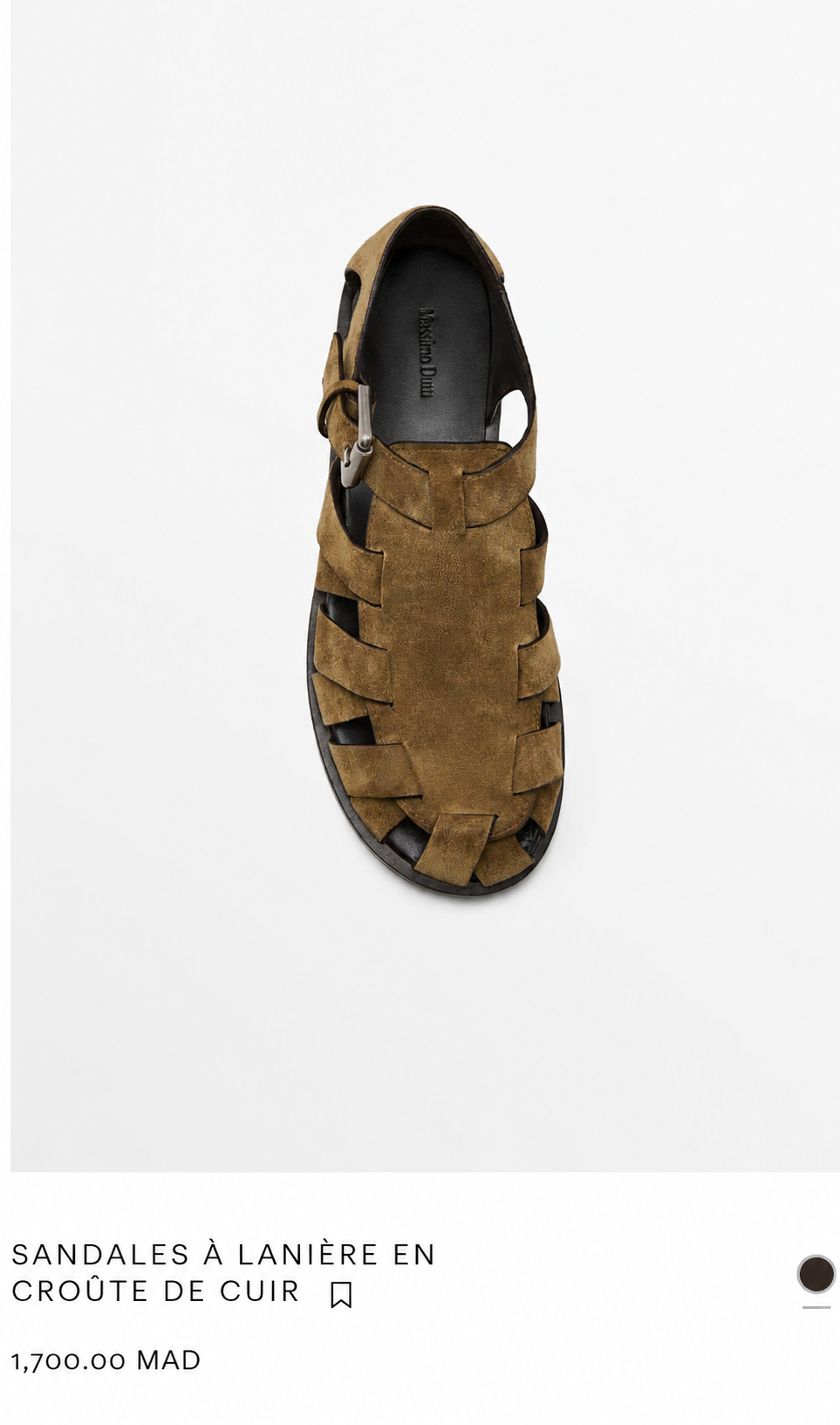 SANDALES À LANIÈRE EN CROÛTE DE CUIR