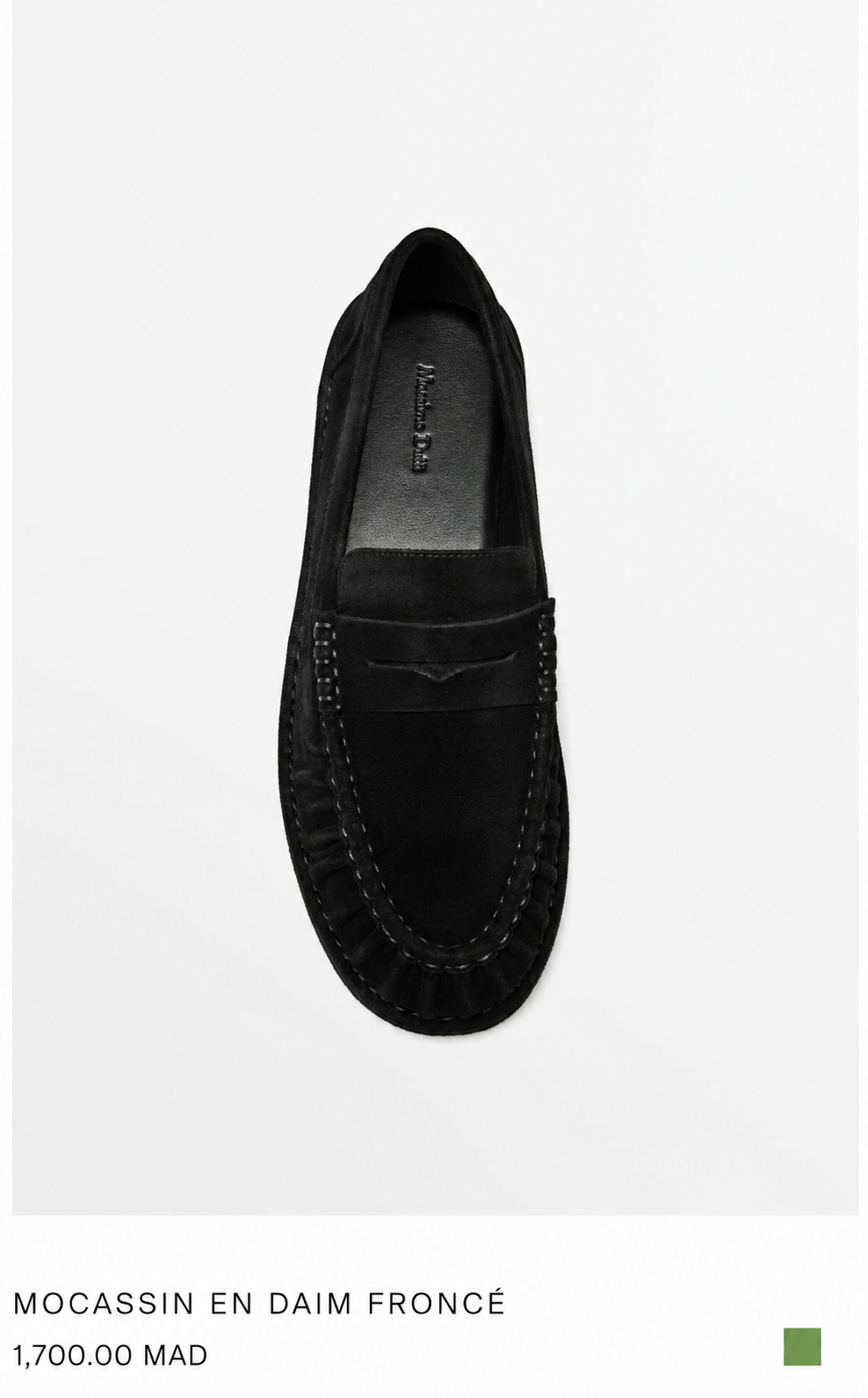 MOCASSINS EN DAIM FRONCÉ