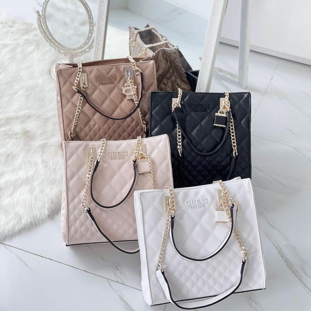 Sac Guess Style Cabas Cuir Brillant Avec Motif Signature Rosegold
