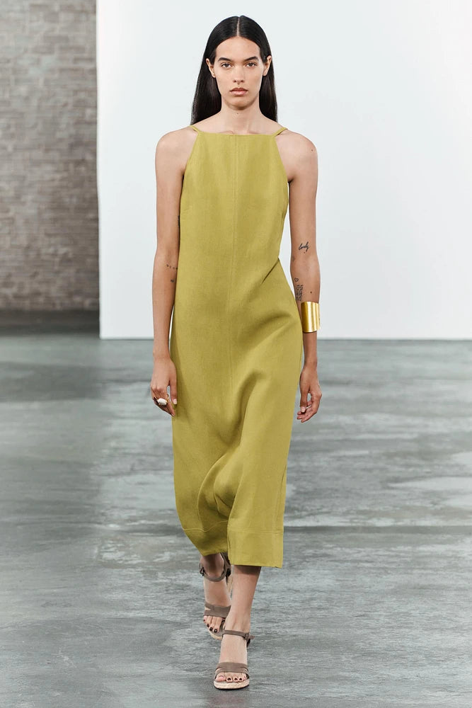ROBE HALTER NECK EN MÉLANGE LIN COLLECTION ZW
