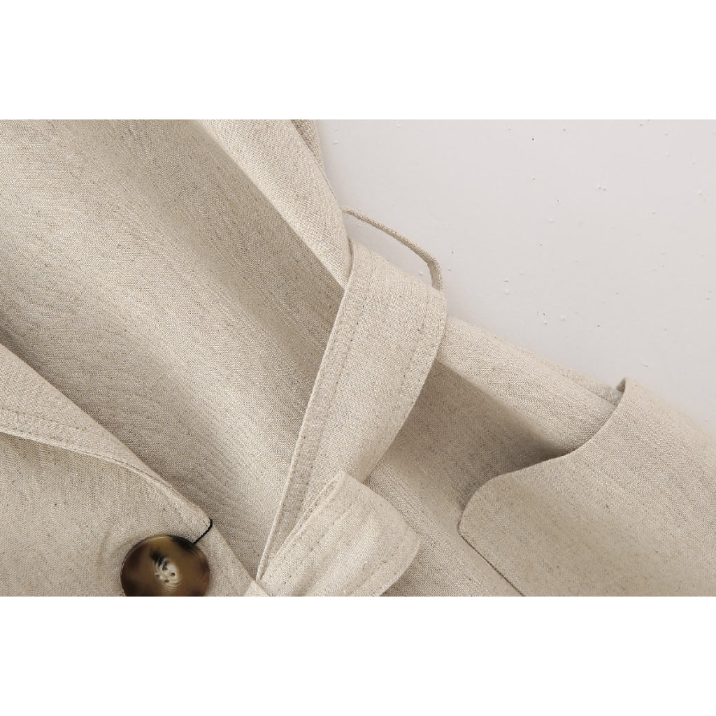 VESTE SANS MANCHES AVEC CEINTURE EN LIN