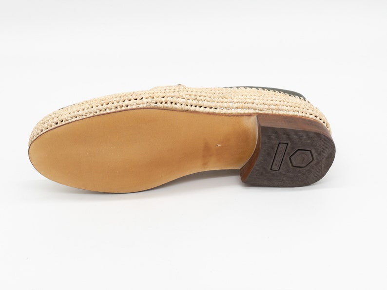 RÊVE D'UN JOUR MOCASSINS EN CUIR RAPHIA NOIRS