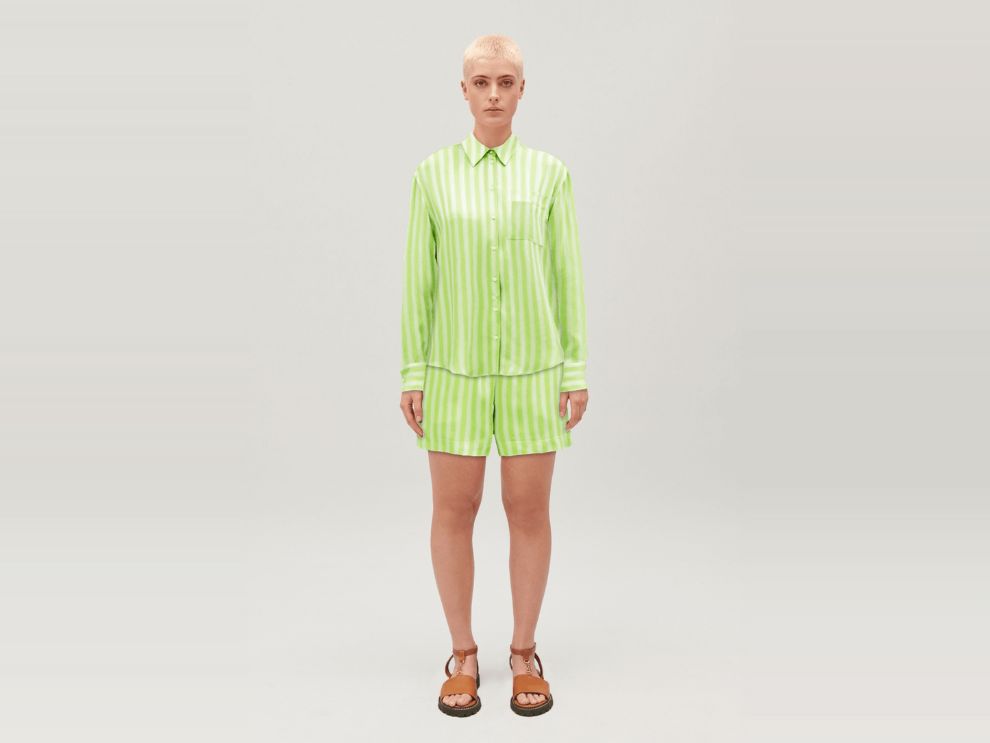 CLAUDIE PIERLOT CHEMISE FLUIDE RAYURES MATCHA