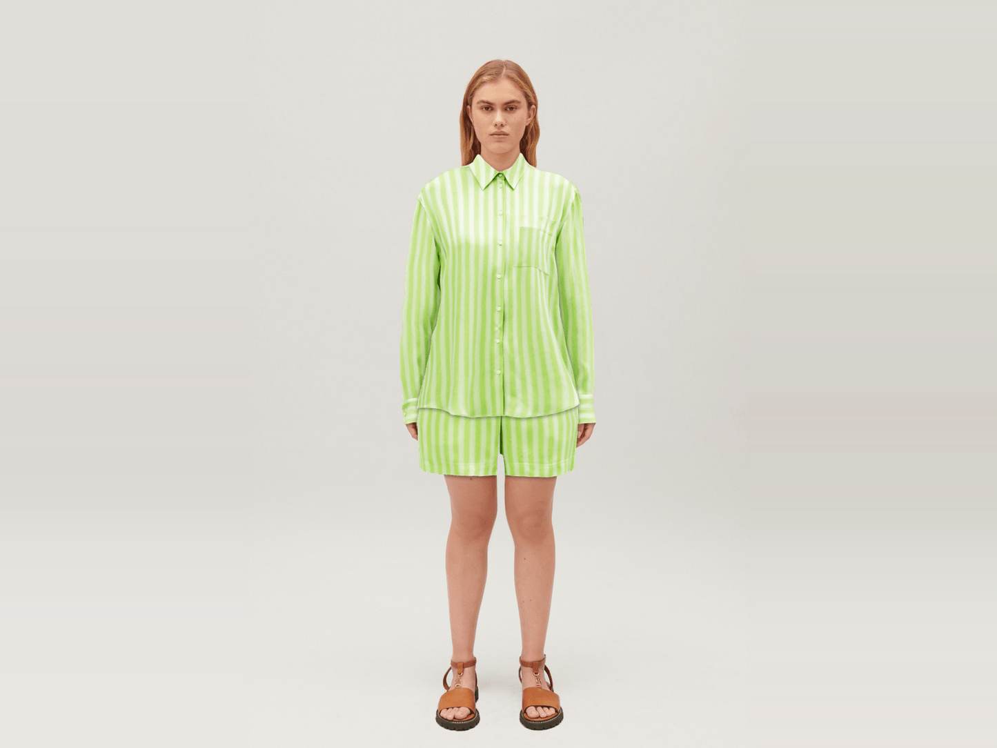 CLAUDIE PIERLOT CHEMISE FLUIDE RAYURES MATCHA