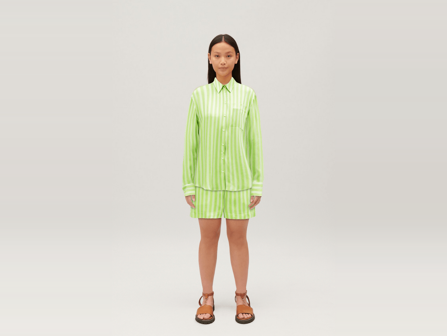 CLAUDIE PIERLOT CHEMISE FLUIDE RAYURES MATCHA
