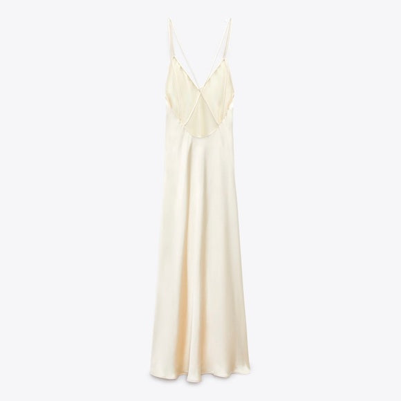 SATIN SLIP DRESS SOFT GOLD