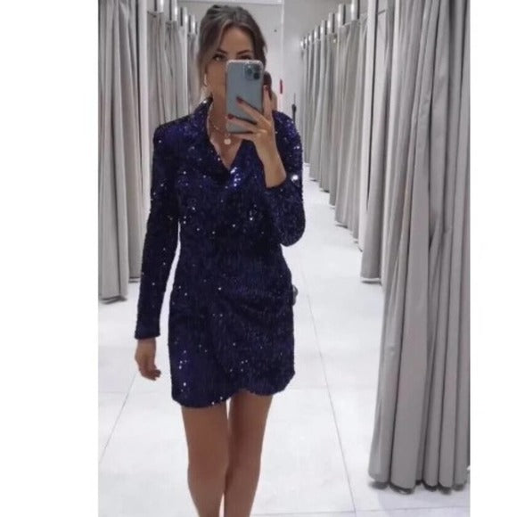 ROBE BLAZER COURTE À SEQUINS