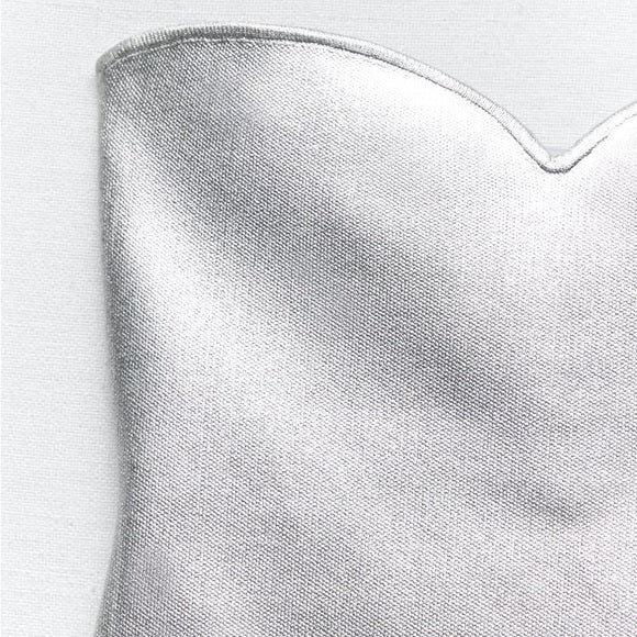 BUSTIER EN MAILLE MÉTALLISÉ ARGENTÉ