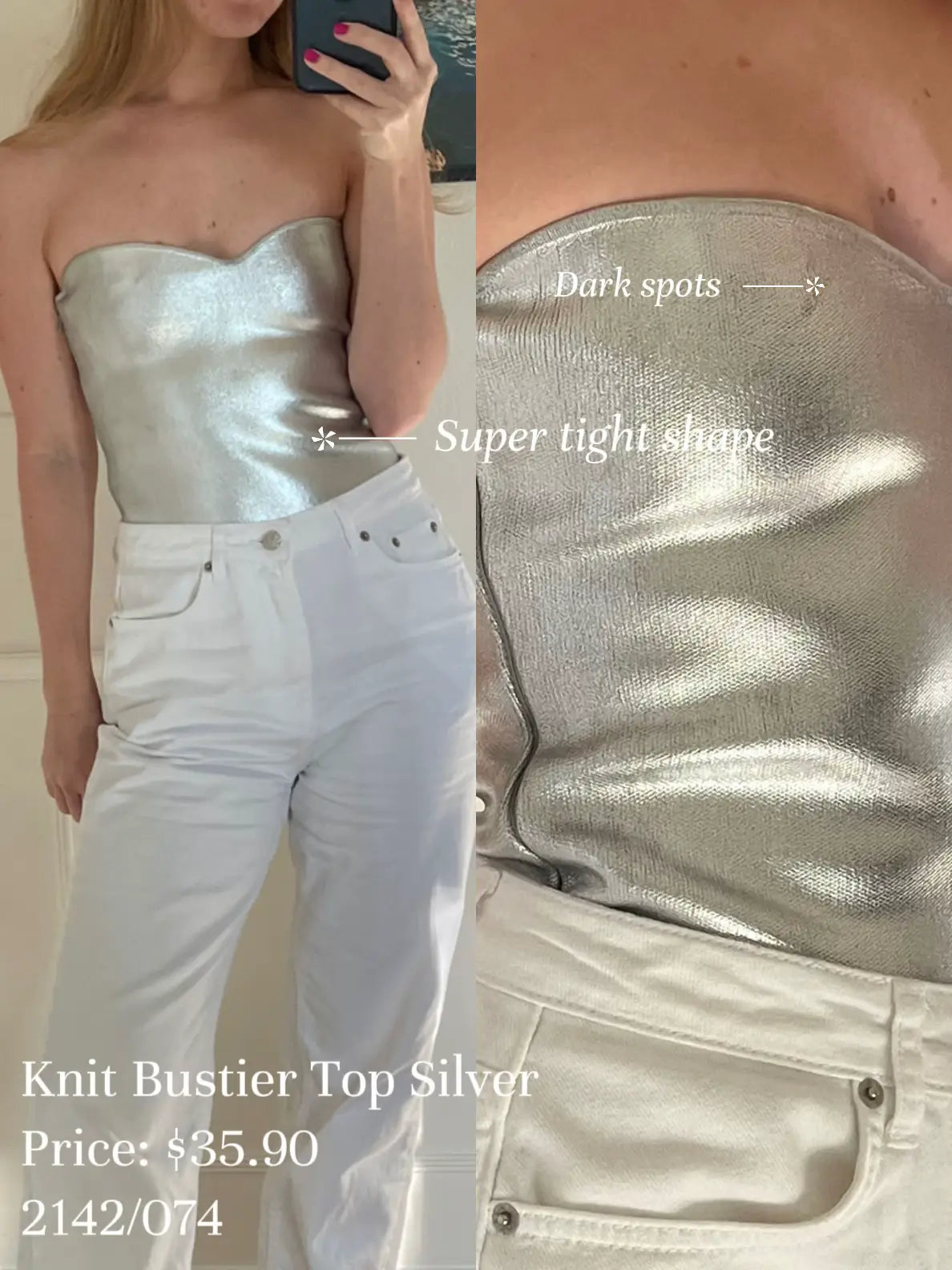 BUSTIER EN MAILLE MÉTALLISÉ ARGENTÉ