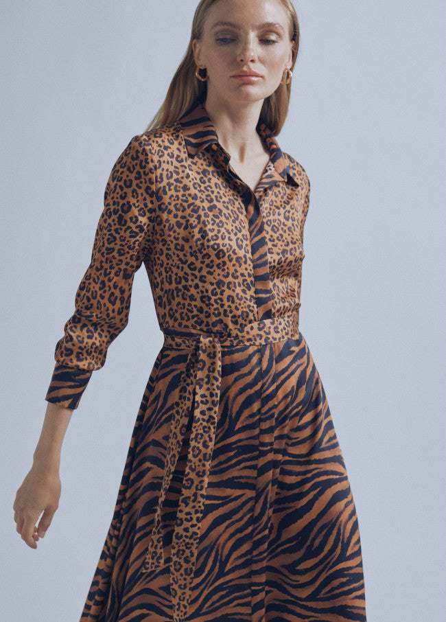 LOLA CASADEMUNT Robe Imprimée Animal Sans Ceinture