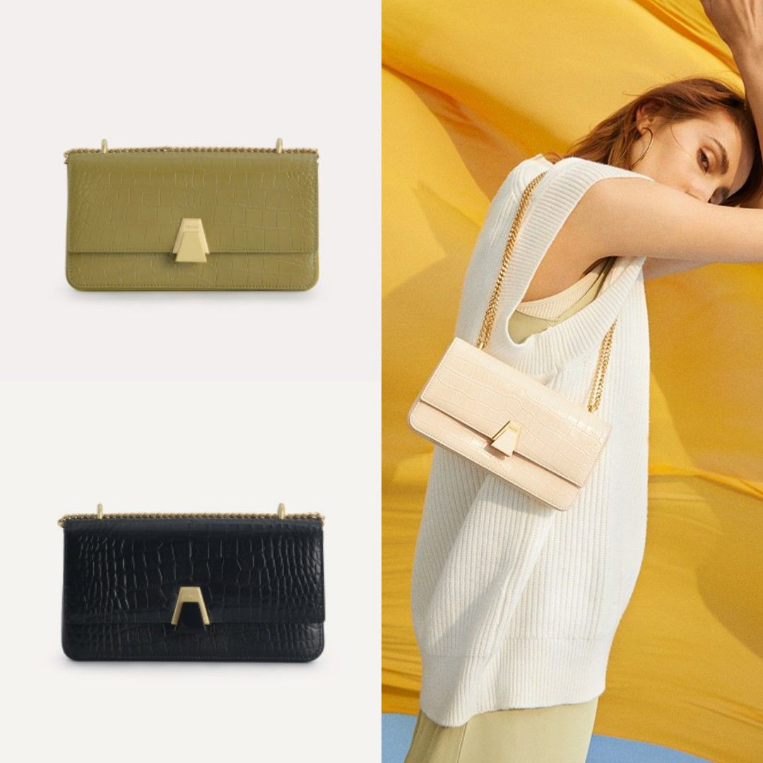 PEDRO Sac Croco Avec Chaîne Convertible - GREEN 💚