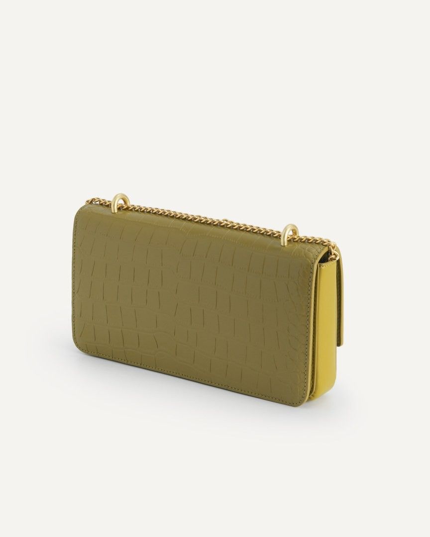 PEDRO Sac Croco Avec Chaîne Convertible - GREEN 💚